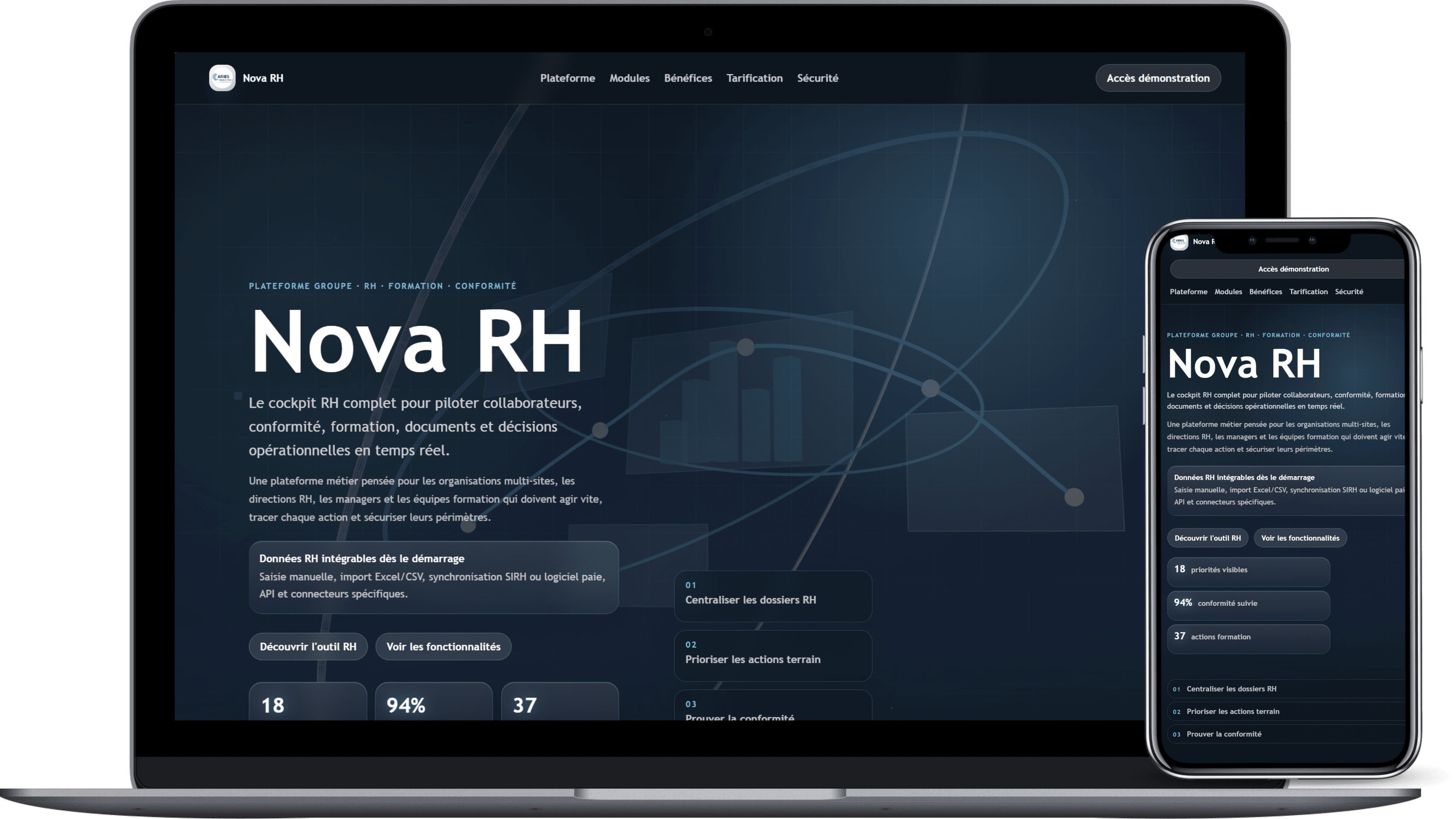 Visuel existant du logiciel Nova RH sur ordinateur