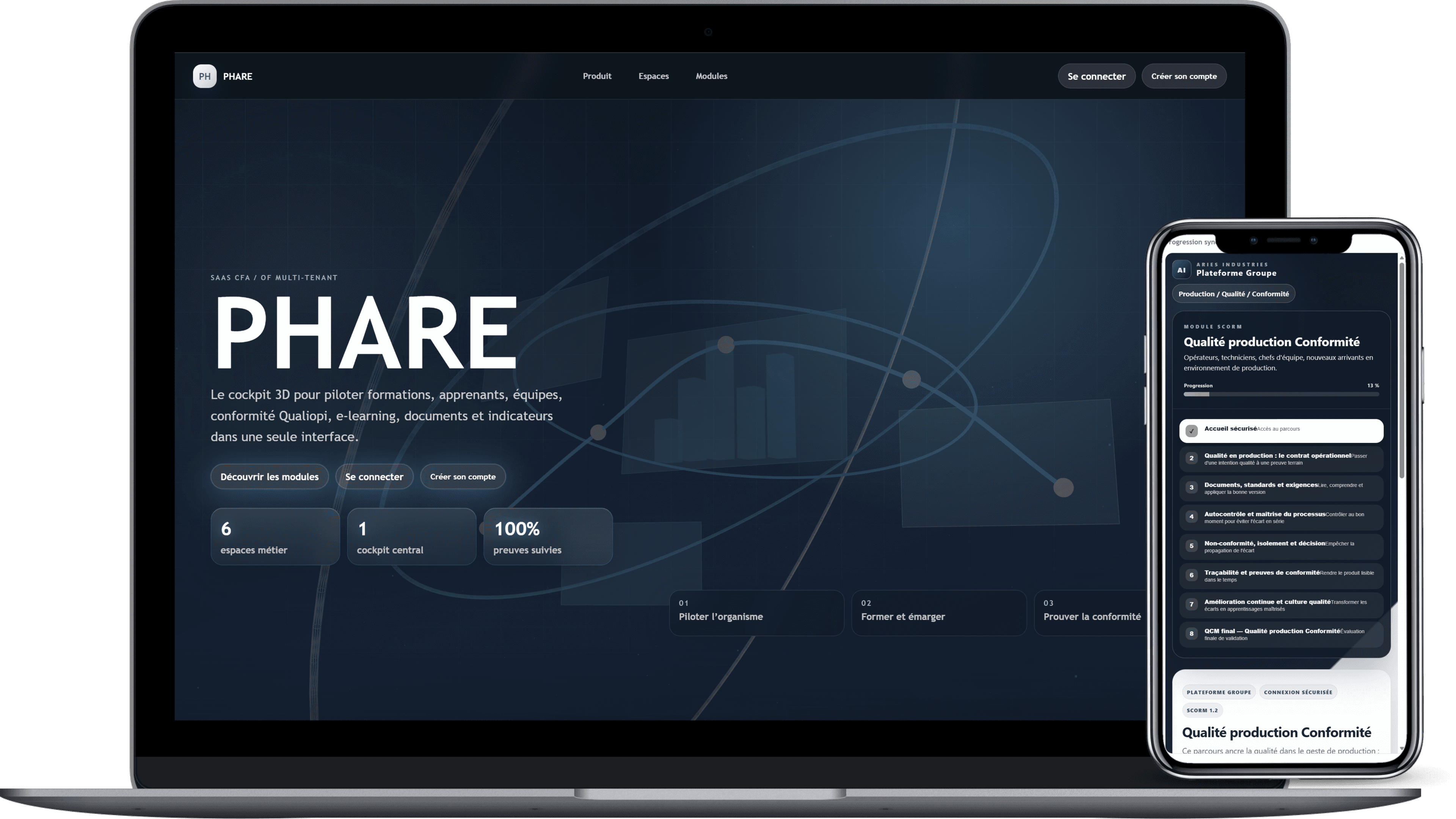 Visuel existant du logiciel PHARE sur ordinateur
