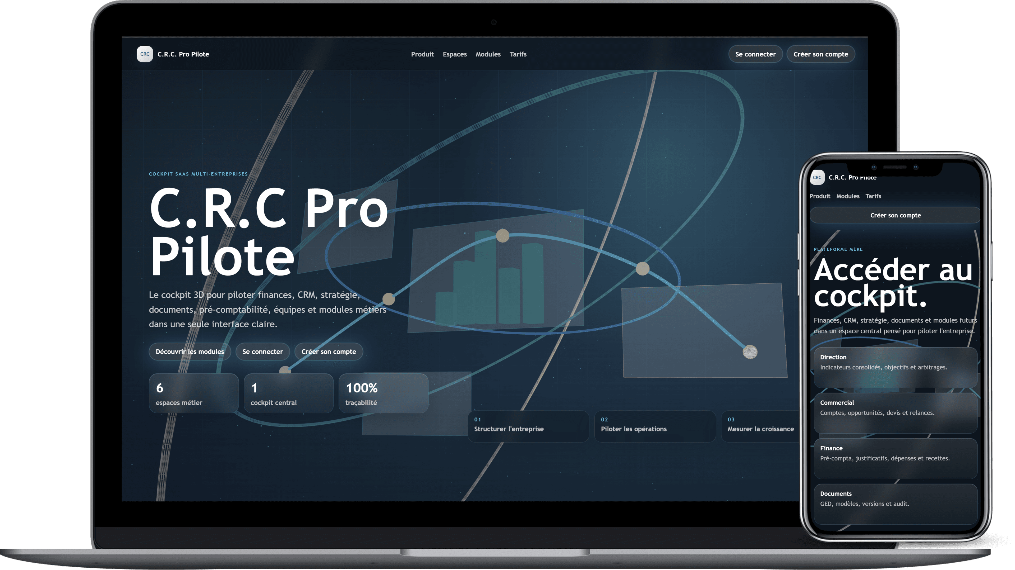 Visuel existant du logiciel C.R.C. Pro Pilote sur ordinateur